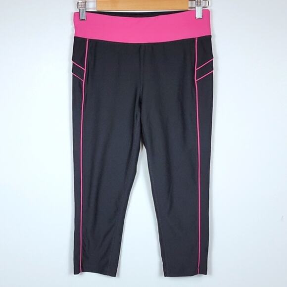 Xersion Black with Pink Stripes Capri Crop Running Athletic Legging - size small - Picture 1 of 7